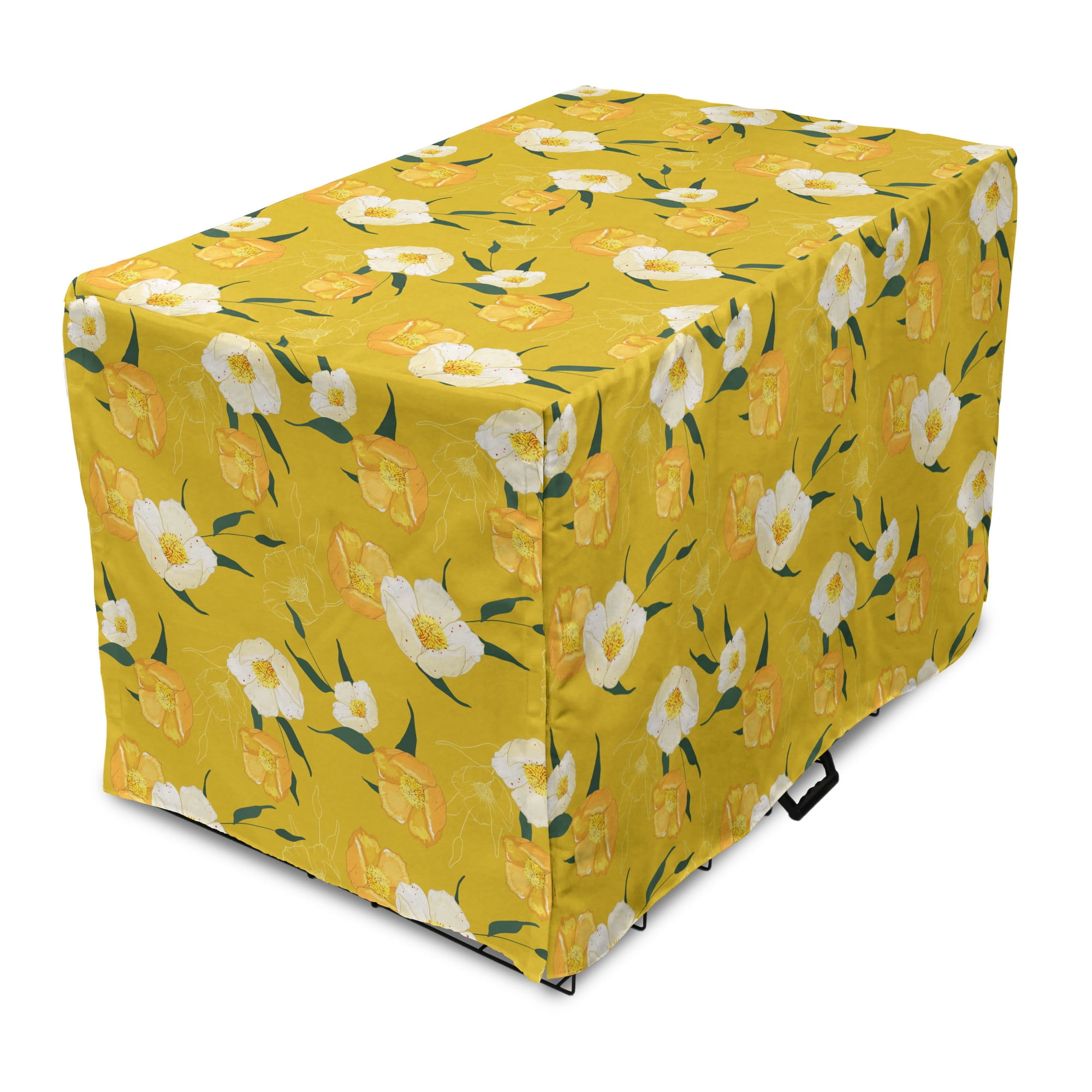 Floral Dog Crate Cover, Design Vintage Blooming Flowers, Easy to Use