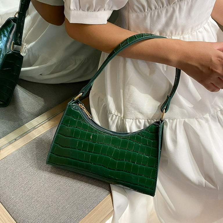 Fashion Crocodile Pattern Handbag, Simple Shoulder Bag, Women's Pu