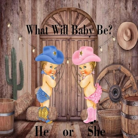 Cowboy Gender Reveal reveal edible cake topper you select the babies and size