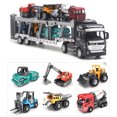 thumbnail image 1 of Camión De Transporte De Juguete De Aleació 7 En 1, Modelo De Camión Portador Con Tracción Trasera, 6 Vehículos De Ingeniería De 12,6 Pulgadas, 1 of 7