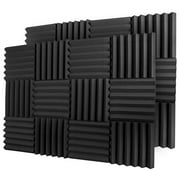 Protection 24 Pack Acoustic Foam Panels 2" X 12" X 12" Soundproofing Studio Foam Wedge Tiles Fireproof - Top Quality - Ideal for Home & Studio Sound Insulation - Density 25Kg/CMB (Black 2" 24pcs)