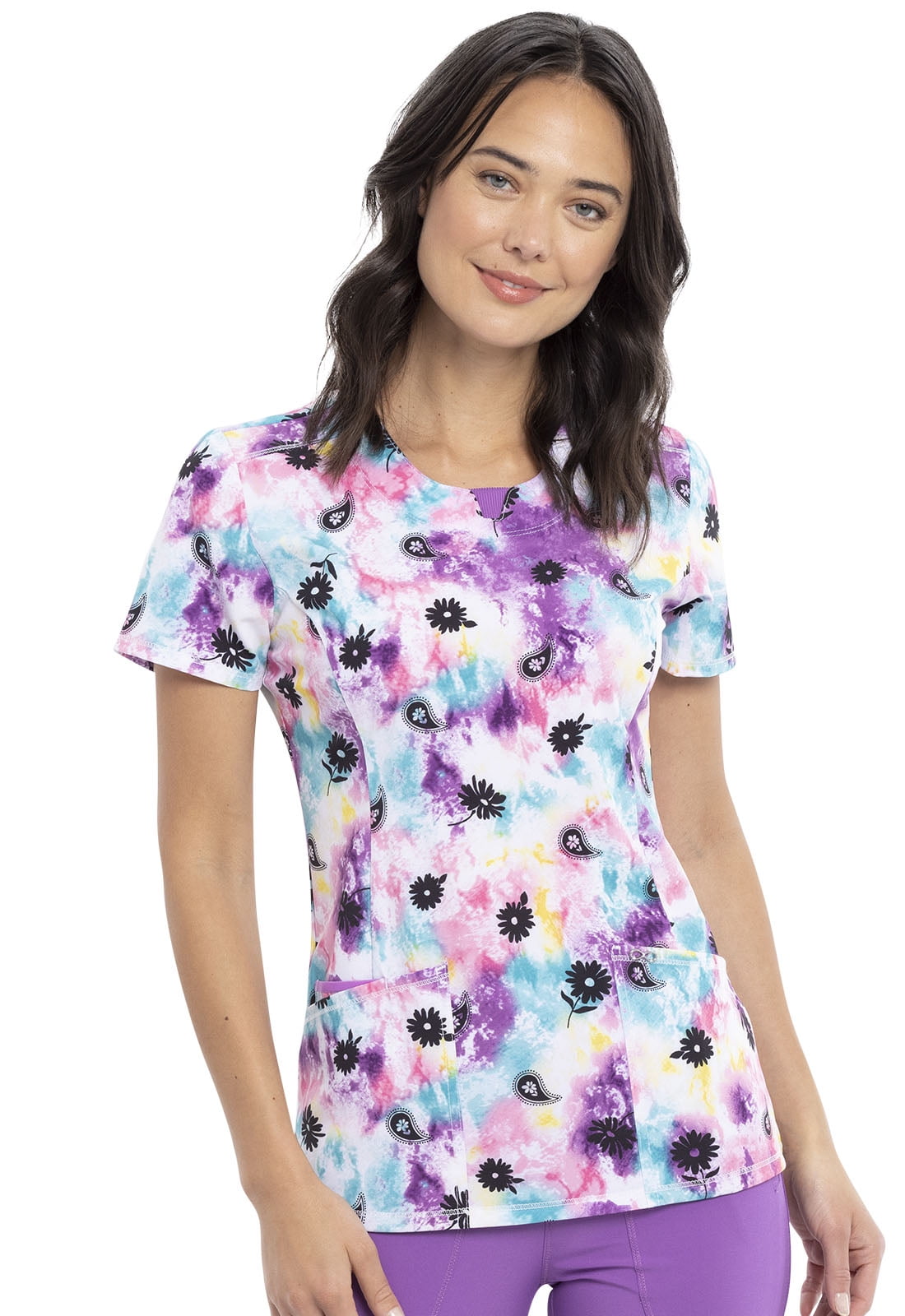 Cherokee Cherokee Infinity Scrubs Top For Women Round Neck CK609, M