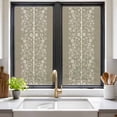 thumbnail image 2 of Japanese Window Privacy Film, Grey Simple Traditional Flowers Leaves Pattern Static Cling UV Sun Blocking Heat Control Window Tint Day and Night, Non-Adhesive One Way Privacy Cover 17.7''x39.3'', 2 of 7