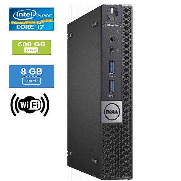 Refurbished: Dell 7040 MICRO Intel Core i7-6700T 2.80 GHz, 8GB, 500GB HDD, Win 10 Pro