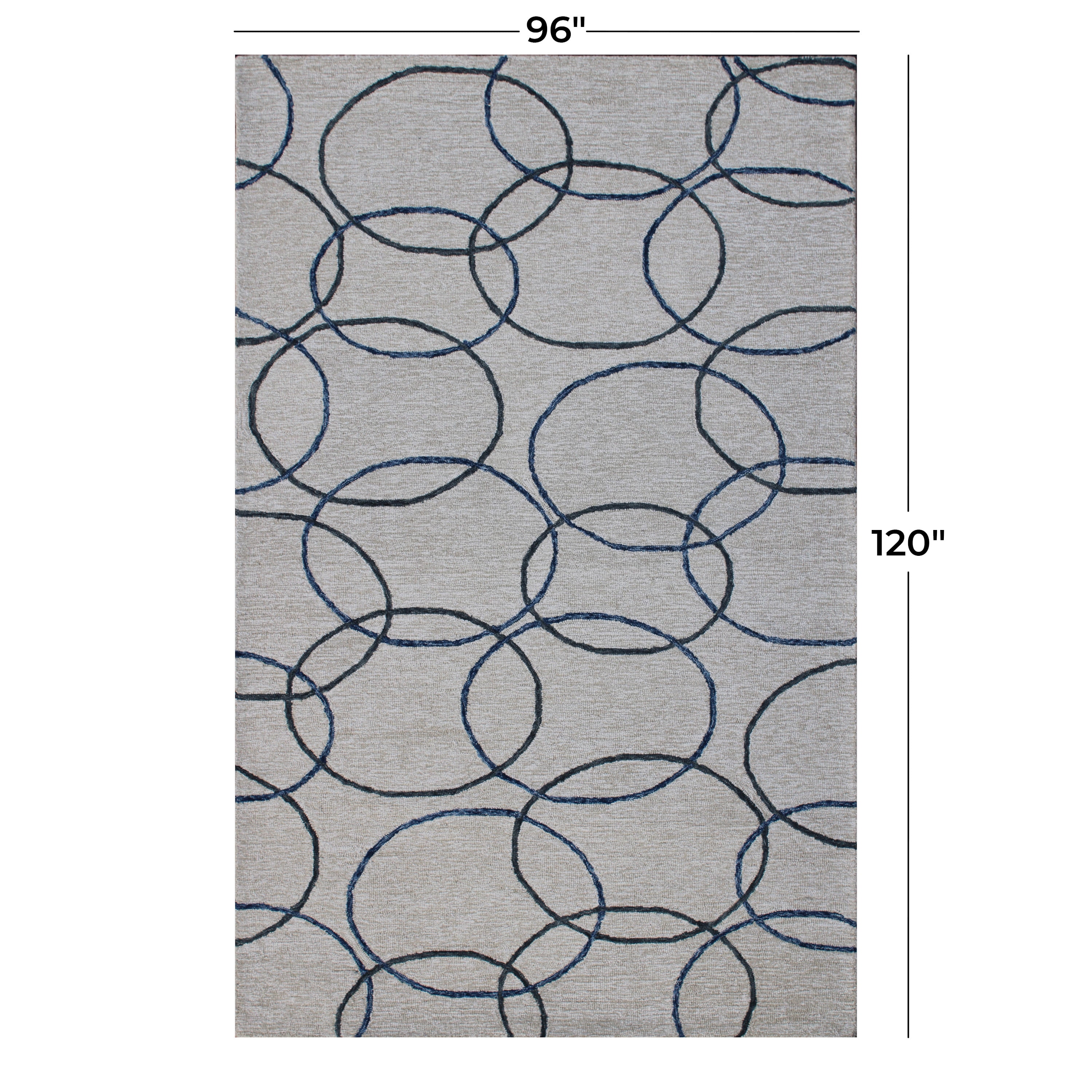 DecMode Living room Rectangle Geometric Modern Area Rug, Cream, 8' x 10', 1 - Piece
