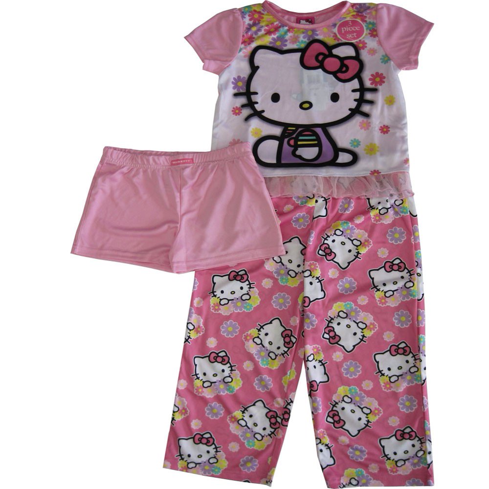 ABC Brand Name - Sanrio Girls Pink Hello Kitty Floral Print Shorts 3 Pc ...