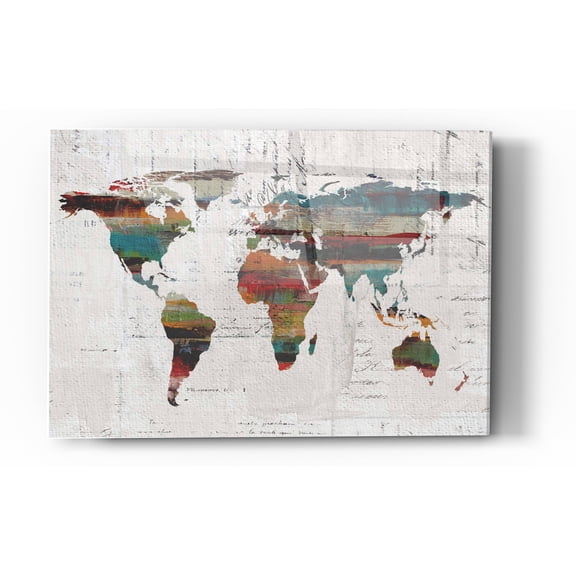 Epic Art 'Painted World Map IV' by Irena Orlov, Acrylic Glass Wall Art, 24"x36"
