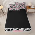 thumbnail image 4 of Manfei Pink Bowknot Zipper Full Size Comforter Sets with Fitted Sheet and 2 Pillowcases For Girls,Vintage Farmhouse Cow Print Zipper Bedding Set For Kids,Black Reversible,4-Piece, 4 of 7