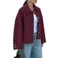 thumbnail image 2 of Womens Cropped Pea Coat Casual Button Down Short Jackets Fall Winter Outerwear Wine Red XS, 2 of 9