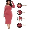 thumbnail image 2 of Bearsland Women's Long Sleeve Ribbed Knit Side Slit Maternity Dress Casual Ruched Bodycon Sweater Dress Pregnancy Clothes, 2 of 7