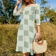 thumbnail image 4 of Sage Green Rectangle Pattern Design Womens Summer Dress Tie Back A Line Flare Dress, 4 of 9
