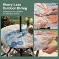 thumbnail image 5 of Round Outdoor Tablecloth with Umbrella Hole and Zipper, Sea Turtle Coastal Tablecloth with Elastic Waterproof, Summer Beach Coral Nautical Rustic Patio Table Covers for 45" - 54" Picnic Pool Tables, 5 of 9