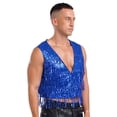 thumbnail image 2 of vastwit Mens Sparkly Sequin Fringe Vest Open Front Waistcoat Sleeveless Jackets Cardigan Royal Blue XXL, 2 of 7