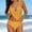 Yj-2611-Jaune, variante sur Top-kevin Maillots de Bain Deux Pièces pour Femmes, Contrôle du Ventre, Tankini, Maillot de Bain, Tour de Cou, Encolure en V