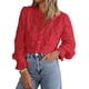 thumbnail image 1 of Blusa de Encaje para Mujer PRETTYGARDEN, Manga Larga con Botones, Color Rojo, Talla L, 1 of 9