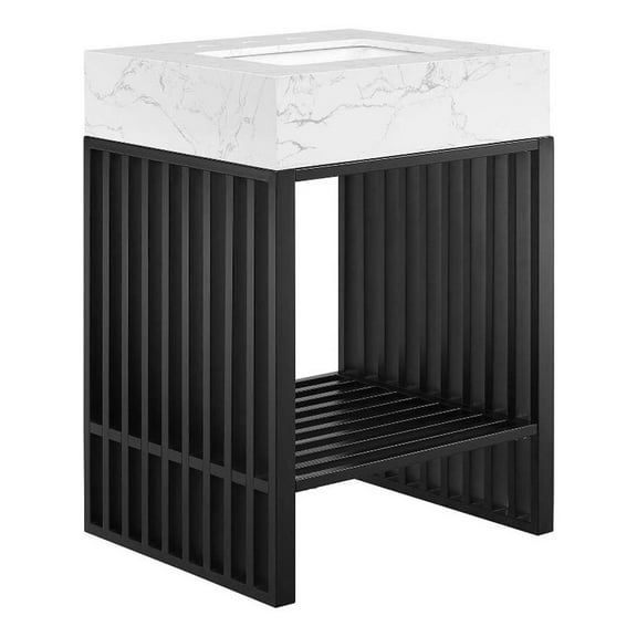 Modway Gridiron 24" Bathroom Vanity in White Black