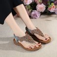 thumbnail image 4 of Chanclas de estilo bohemio de verano con cuentas y hebilla de diamantes de imitación, zapatos de mujer con banda de goma y tacón elástico, 4 of 4