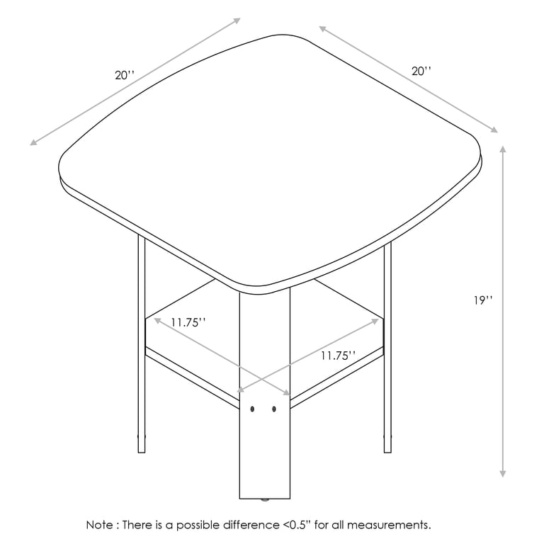 Furinno Simple Design End Table, Dark Walnut photo 4