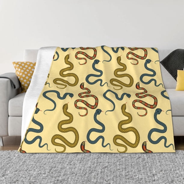Balery Various Snake Manta de Franela con Dibujo, Lujo Ultra Suave y Cálido, Antipelusa y Resistente a las Arrugas para Cama, Sofá, Camping -50"x40"