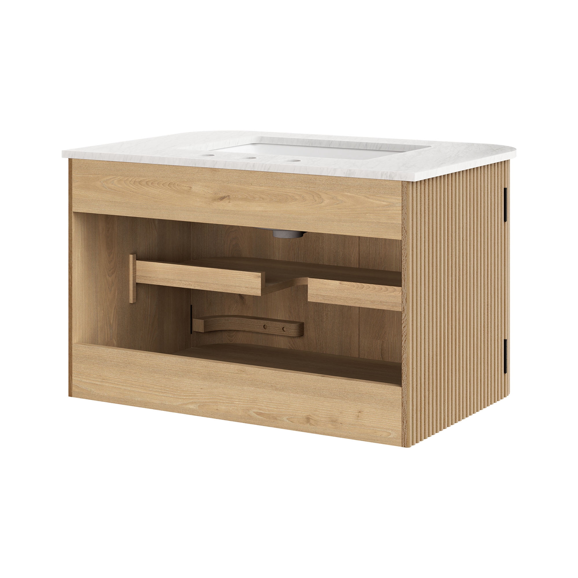 Zia 30" Wall-Mount Bathroom Vanity with Marble Sink in Natural