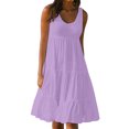 thumbnail image 2 of FcBaudy Robes d'Été pour Femmes, Robes pour Femmes, Jupe pour Femmes Robe d'Été pour Femmes à Col Rond Imprimée Sans Manches Robe de Plage pour Femmes Jupe en Coton, 2 of 8
