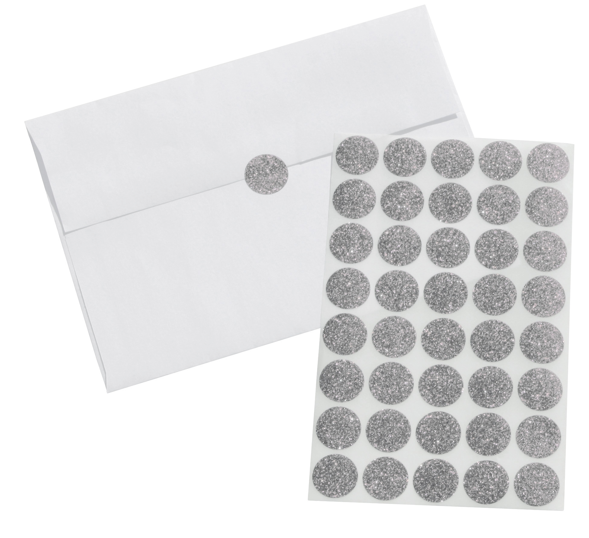 Royal Green Round Dot Stickers .75 inch ( 19mm ) - Silver Glitter Envelope  Seals 3/4 Diameter - 200 Pack 
