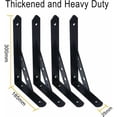 thumbnail image 1 of 4-Pack 12 Inch Heavy Duty Shelf Brackets, Large Wall Bracket for Garage Storage Shelves, Black Powder-Coated Steel, 1 of 1