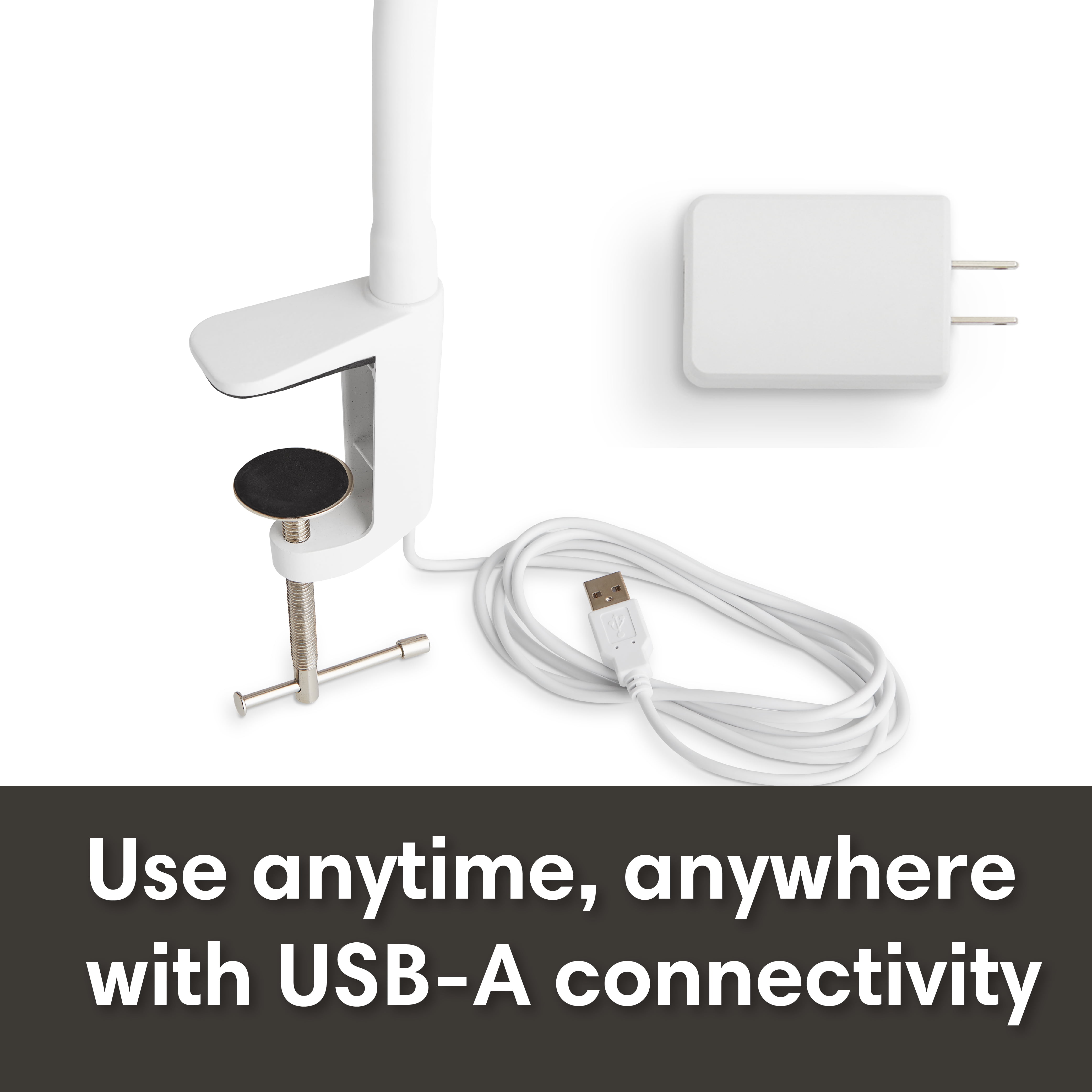 Reliable UberLight Flex Desk Lamp  3100TL, White, LED Task Light with Clamp