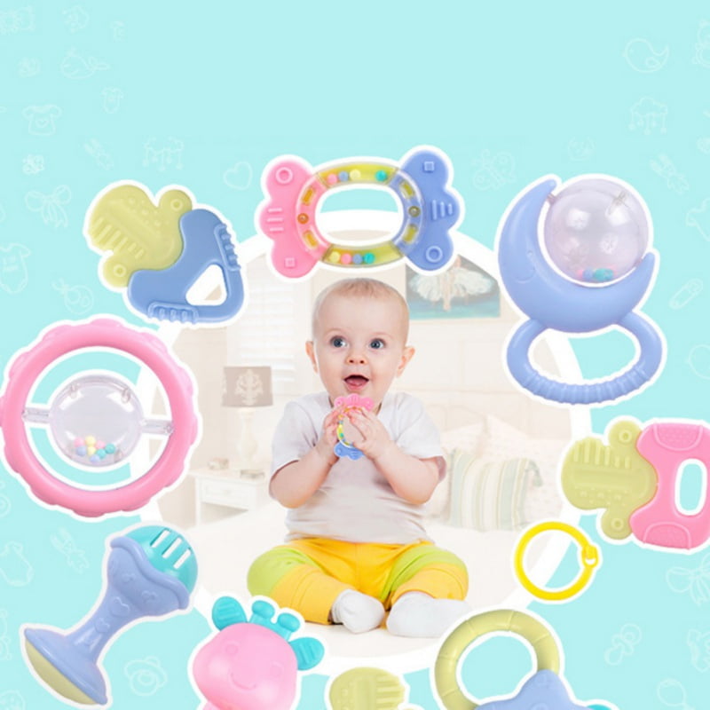 10 Baby Rattles Teether, Ball Shaker, Grab and Spin Rattle 