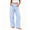thumbnail image 6 of Lmnyox High Waist Pants for Women Wide Leg Lightweight Plaid Lounge Trousers Summer Travel Pants with Pockets, 6 of 8