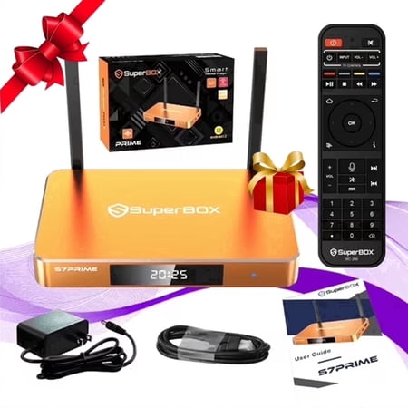 Latest SuperBox S7 Prime 2026 Fully Loaded, 4GB RAM+128GB ROM for Family Entertainment, Super Box S7prime 6K Smart TV Box with Voice Remote, Time Shift & Parental Controls