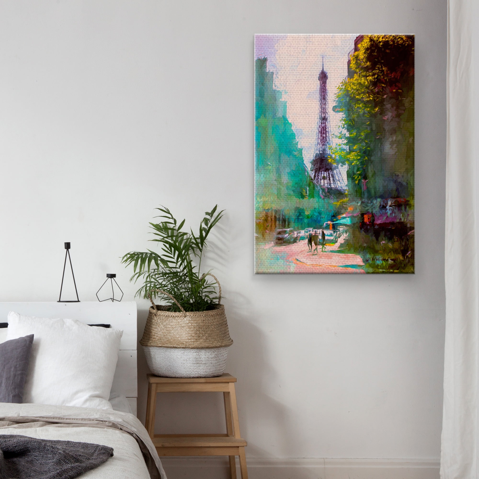 Masterpiece Art Gallery Paris Street Eiffel Tower By John Rivera Canvas Art Print 24" x 36"