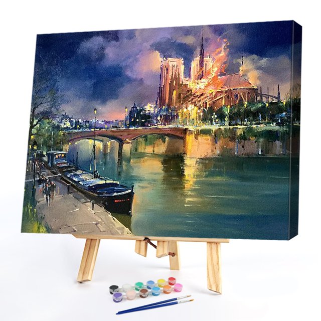 DIY pintura al óleo por números Notre Dame de Paris cuadro pintado a mano Kit de decoración del hogar Likrtyny decoración de arte
