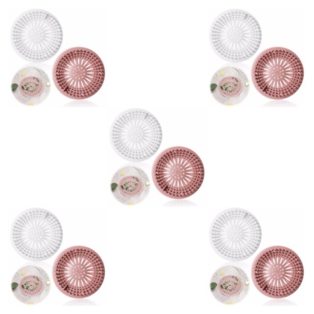 Youkk 2pack/lot Water Hair Stopper High-dense Mesh For Wide Application And Easy Cleaning Non-deformable White+Pink 5Set