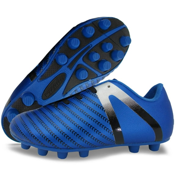 Vizari USA Impact Firm Ground Soccer Cleats for Kids – Comfortable, Lightweight, and Durable Shoes for Toddlers, Little Kids, and Big Kids - Blue/Silver, 13.5