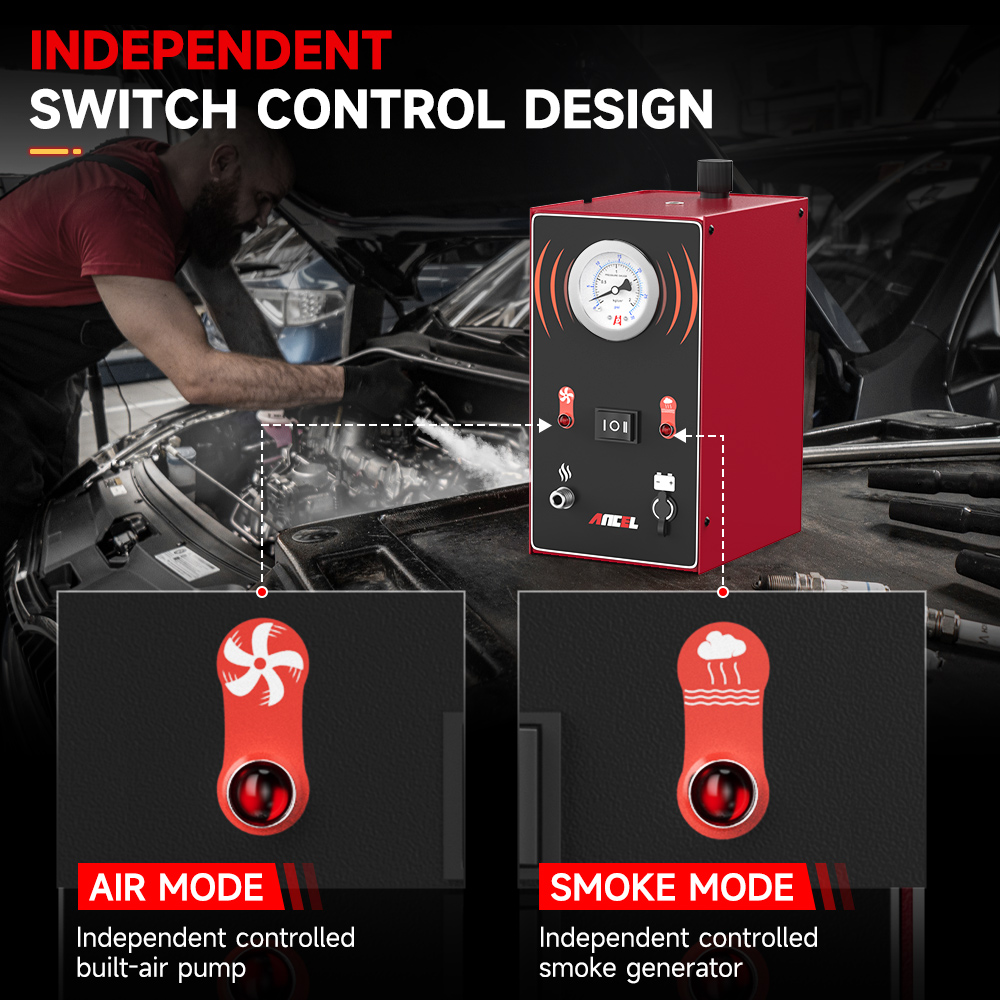 ANCEL S200 Smoke Leak Detector Automotive EVAP Smoke Machine Vacuum Leak Detector Tester Built-in Air Pump Vacuum Leak Smoke Diagnostic Tester for Car/Motorcycle/Truck