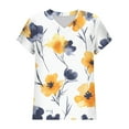 thumbnail image 6 of Summer Dressy Blouses for Women Pleated Short Sleeve Tunic Tops Casual Floral Shirts V-Neck Solid T-shirts Summer Vacation Beach Fashion Plus Size S-XXL, 6 of 6