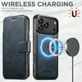 thumbnail image 6 of for iPhone 17 Pro Detachable Wallet Case, PU Leather Magnetic Cover Support Wireless Charging & Magnetic Car Mount, Card Slots Holder, Flip Stand, Folio Full Body Protective Phone Shell, Blue, 6 of 13