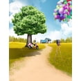 thumbnail image 1 of BSDHOME Polyester 5x7ft Pelouse Arbre Ballon Photographie Arrière-Plans Photo Accessoires Studio Fond, 1 of 2