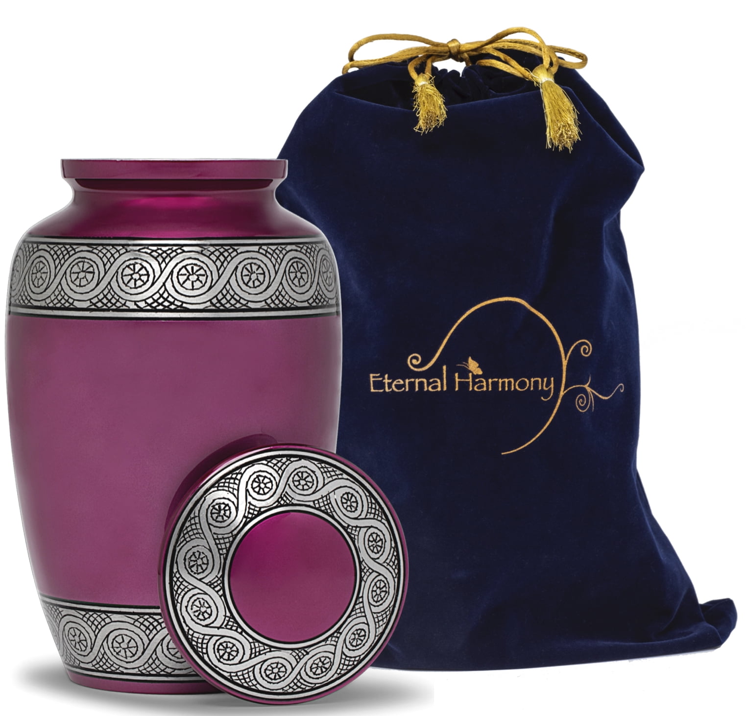 Eternal Harmony Cremation Urn for Human Ashes | Memorial Urn Carefully Handcrafted with Elegant Finishes to Honor and Remember Your Loved One | Adult Urn Large Size with Beautiful Velvet Bag