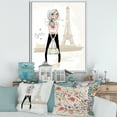 thumbnail image 2 of Designart 'Cute Girl By The Tour Paris Eiffel Tower' Children's Art Framed Canvas Wall Art Print, 2 of 5