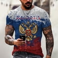 thumbnail image 4 of Russian Flag Print Short Sleeve Casual Summer Round Neck T-shirt For Men, 4 of 4