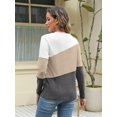 thumbnail image 4 of FUNING  Women's Color Block Tops Casual Long Sleeve Tunic Round Neck Pullover Shirts, 4 of 6