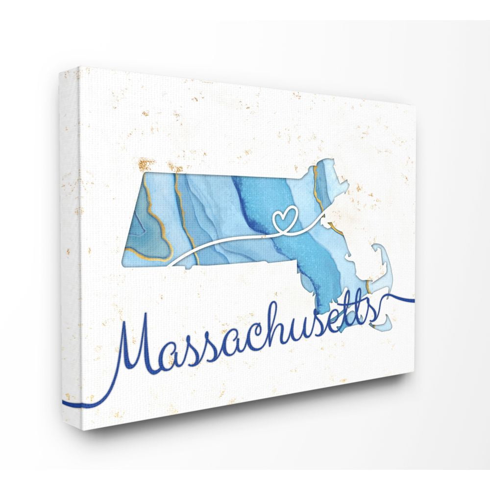 Stupell Industries Massachusetts Agate Blue US State Design Canvas Wall Art by Ziwei Li
