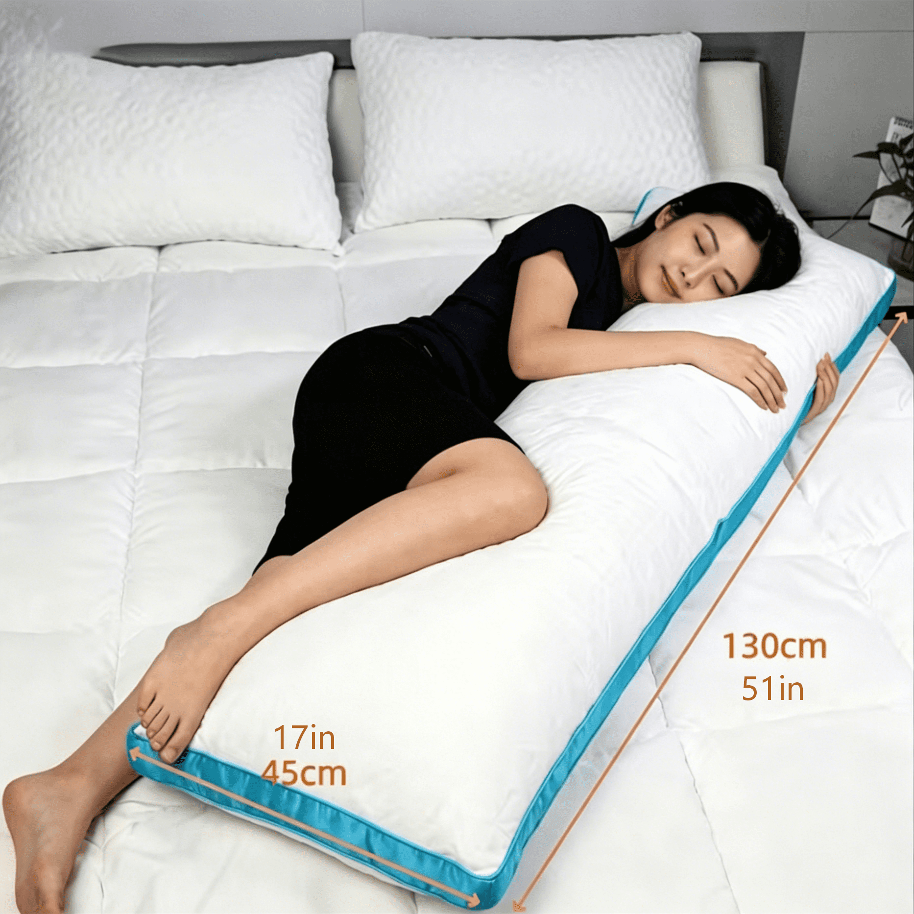 Oaskys Memory Foam Body Pillow with Rolled Edge Design – Long Support Cushion, Ideal for Side Sleepers, Pregnancy Maternity & Post Surgery Recovery