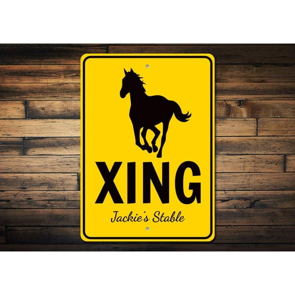 Horse Crossing Novelty Sign, Metal Wall Decor - 10x14 inches
