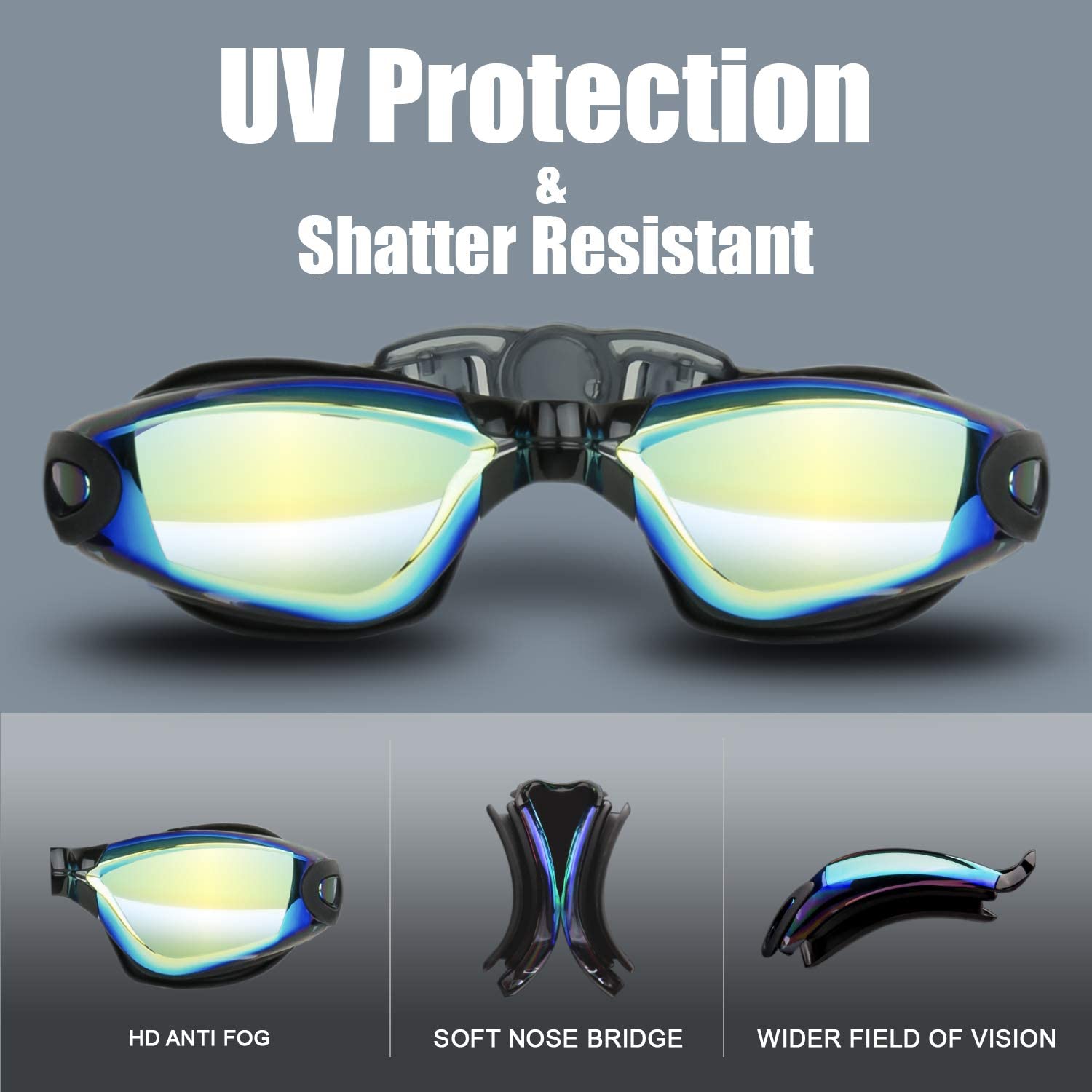 GPED Swim Goggles 2-Pack with Anti-Fog & UV photo 2