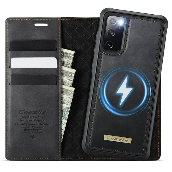 Magnetic 2 in 1 Magsafe Detachable Wallet Case for Samsung Galaxy S20 FE with Card Holder Women Men, Retro PU Leather【RFID Blocking】Kickstand Shockproof Cover