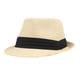 thumbnail image 1 of Moda Hombres Mujeres Sombrero de Paja Cinta de contraste Fedora Sombrero rizado Unisex Panamá J CACAGOO Sombrero de copa, 1 of 7