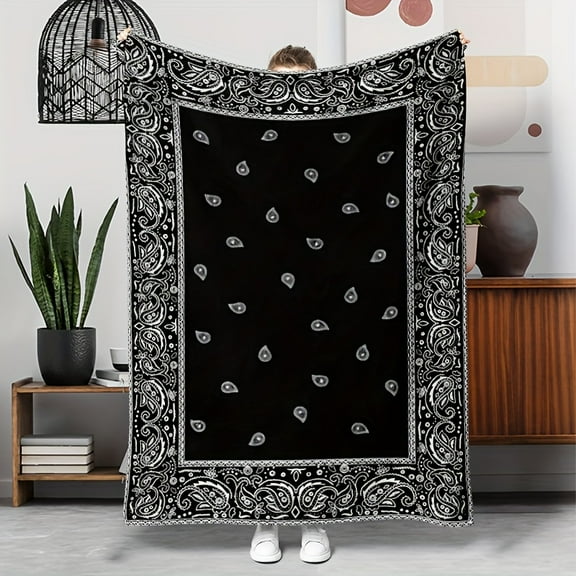 Soft, Warm & Cozy Vintage Paisley Flannel Throw Blanket - All-Season for Couch, Bed, Office, and Travel